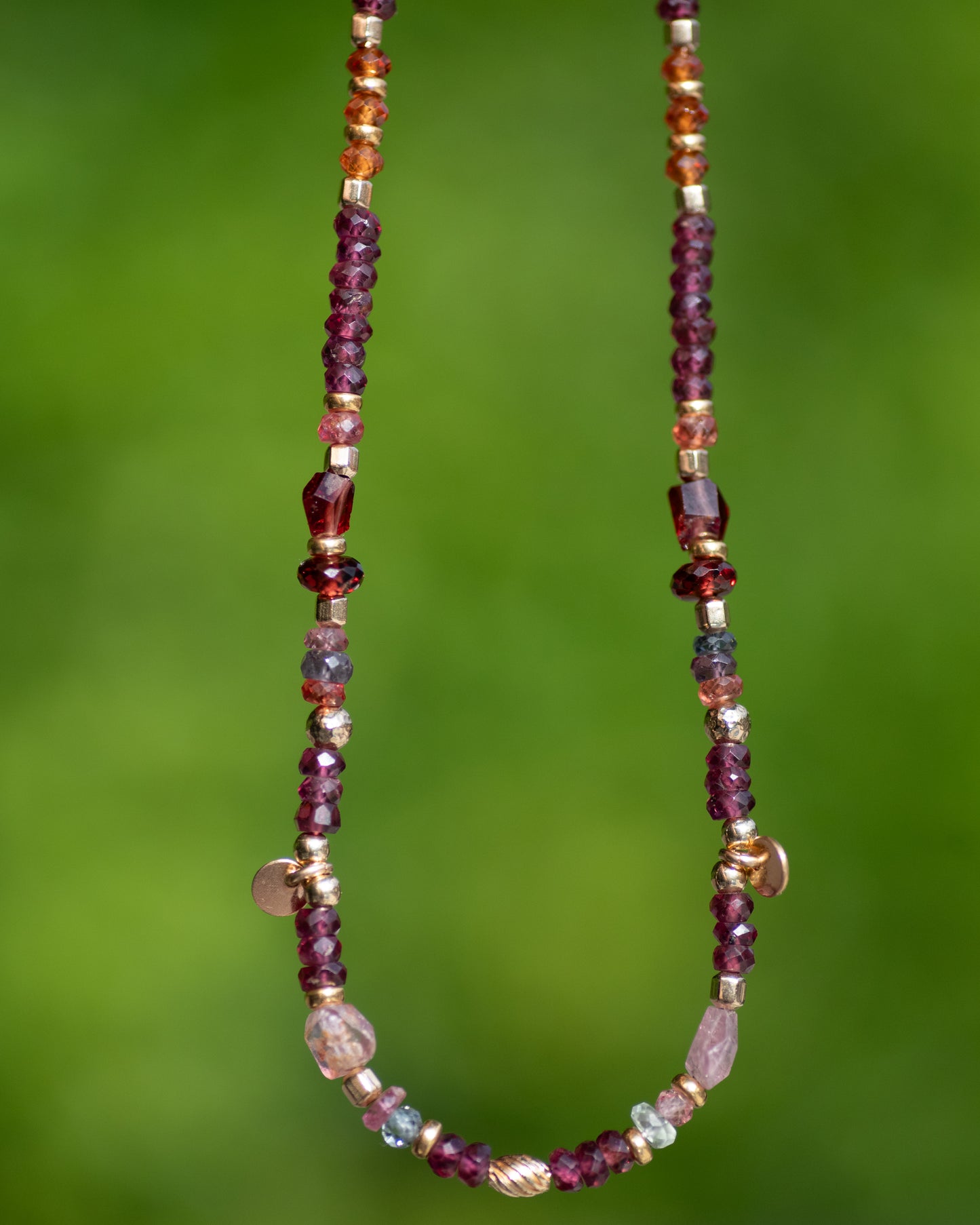 Garnet & Spinel Beaded Gemstone Necklace