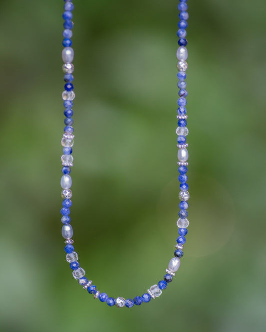 Sodalite & Crystal Quartz Beaded Necklace