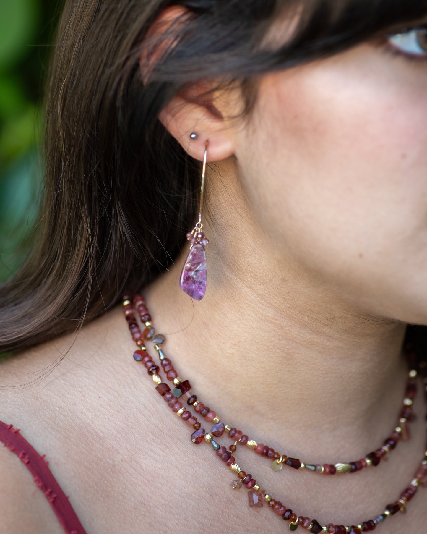 Rhodonite & Spinel Earrings