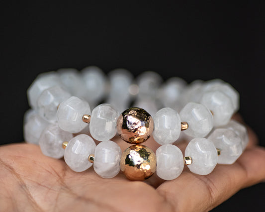 Chunky Quartz & Gold Beaded Gemstone Bracelet