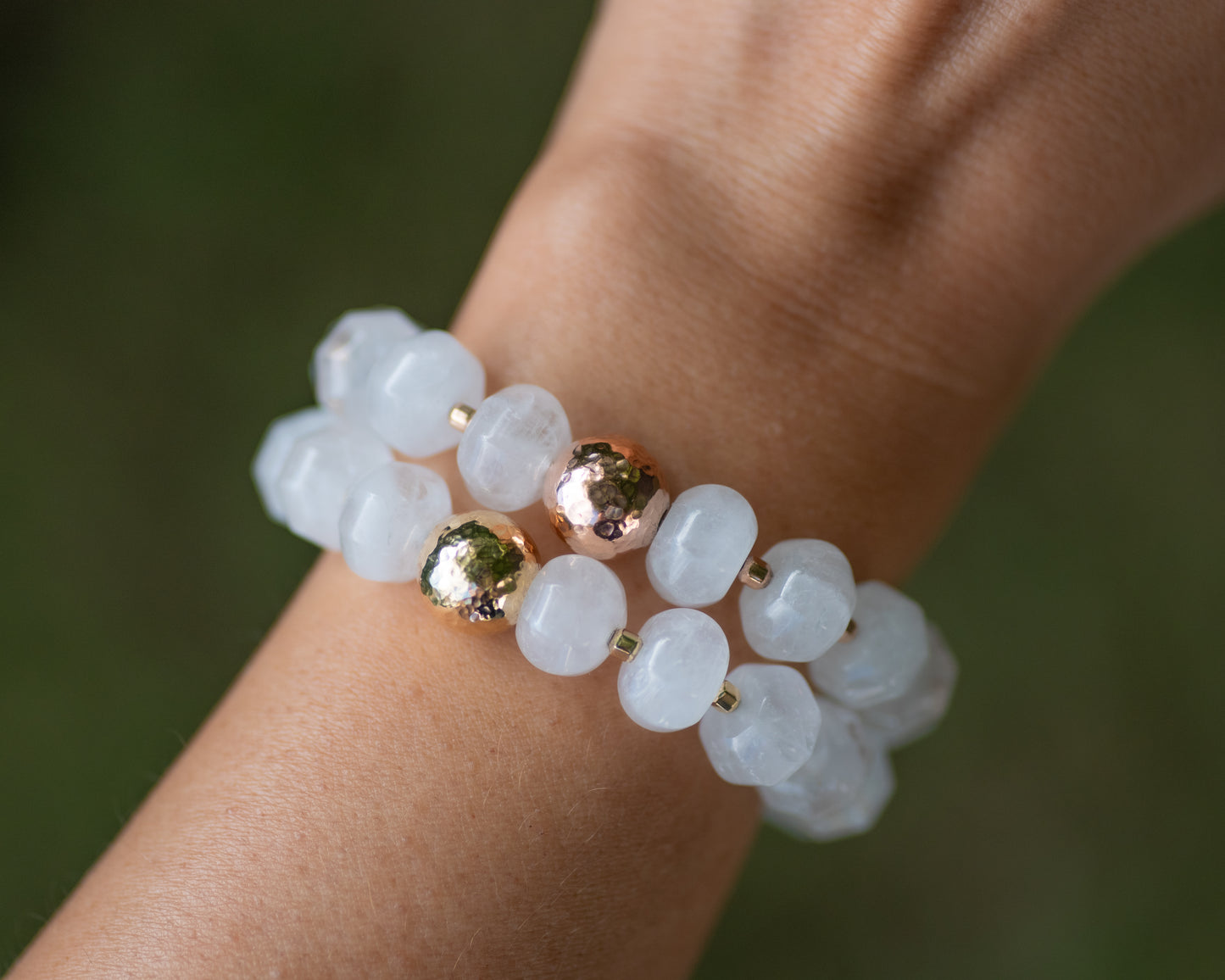 Chunky Quartz & Gold Beaded Gemstone Bracelet