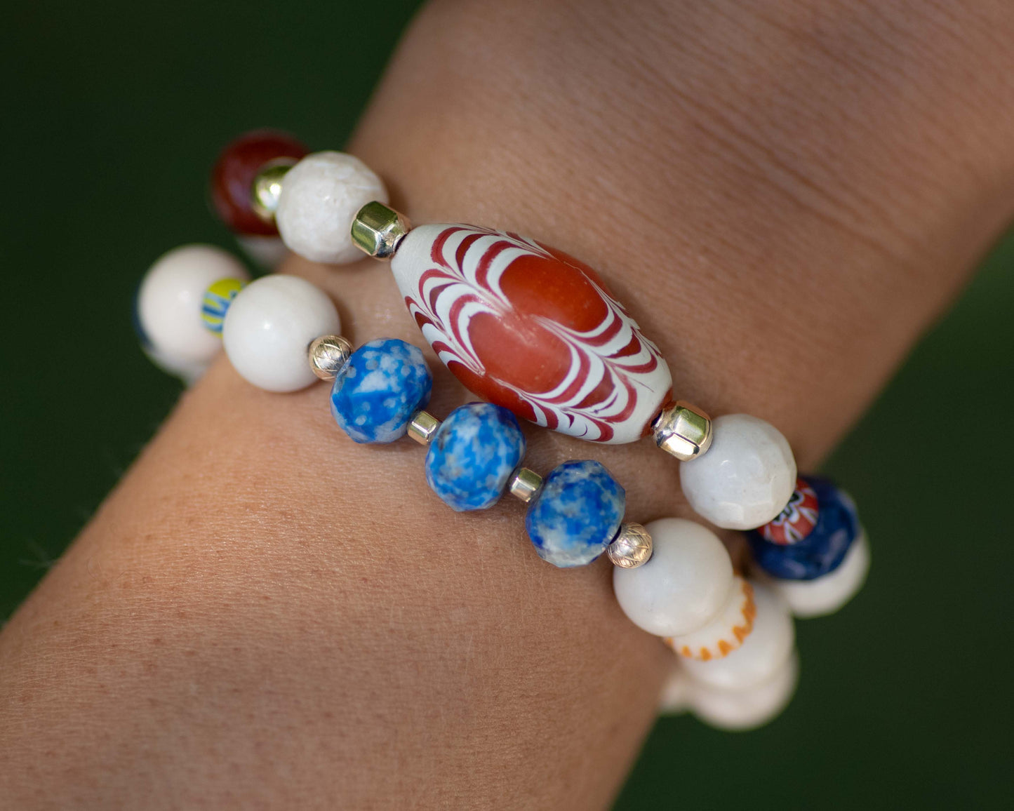 African Fancie & Sodalite Gemstone Beaded Bracelet