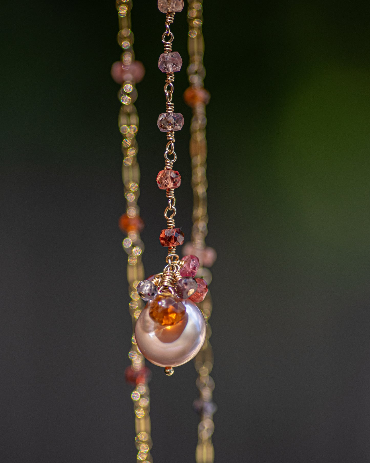 Spinel & Pearl Y Necklace