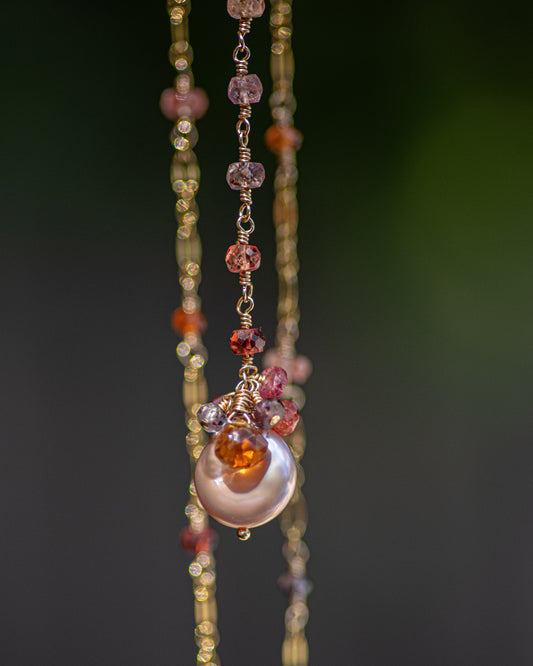 Spinel & Pearl Y Necklace