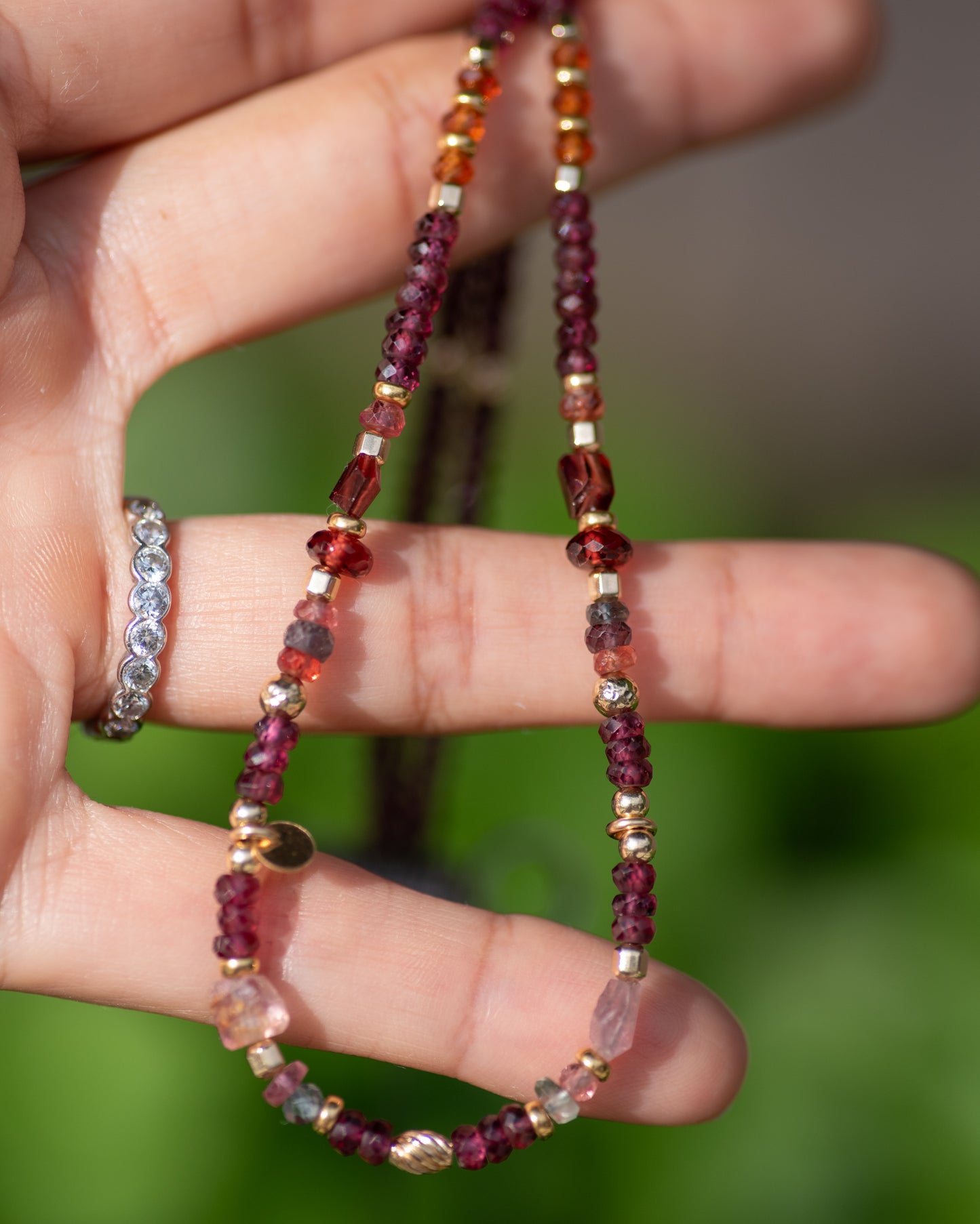 Garnet & Spinel Beaded Gemstone Necklace