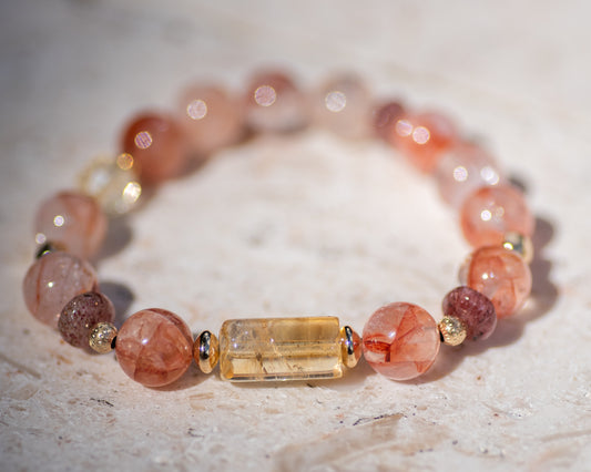 Citrine & Hematoid Quartz Beaded Bracelet