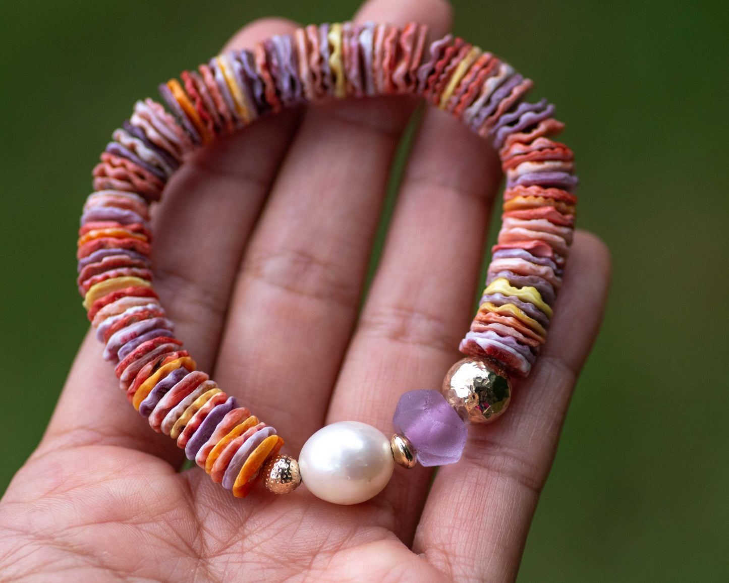 Multi Colored Shell Pearl Bracelet