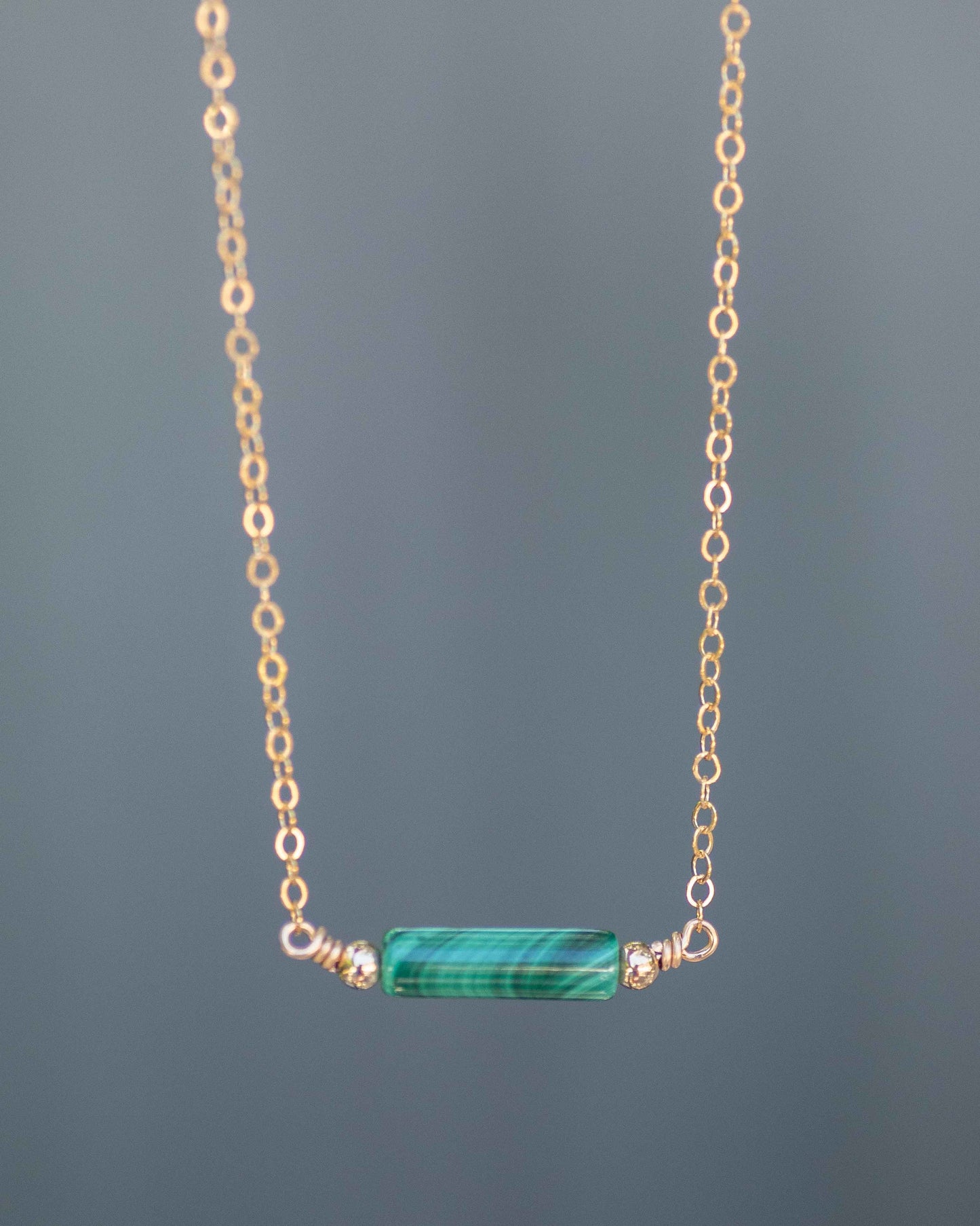 Malachite Gemstone Bar Necklace