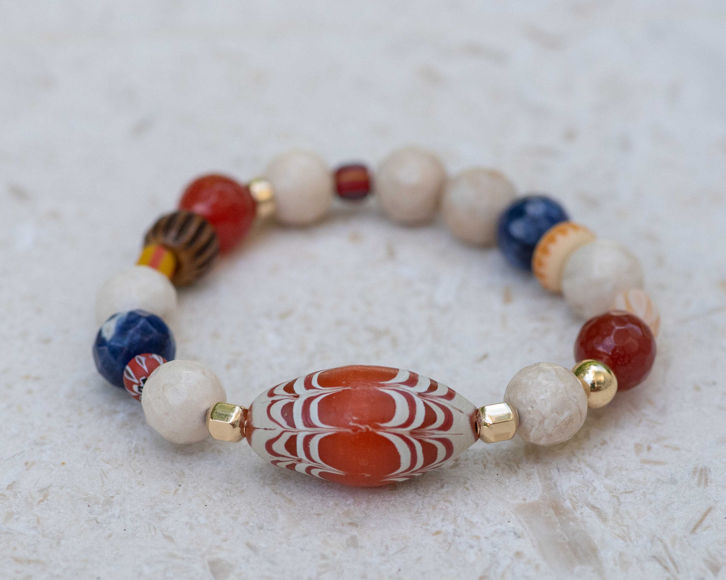 African Fancie & Sodalite Gemstone Beaded Bracelet