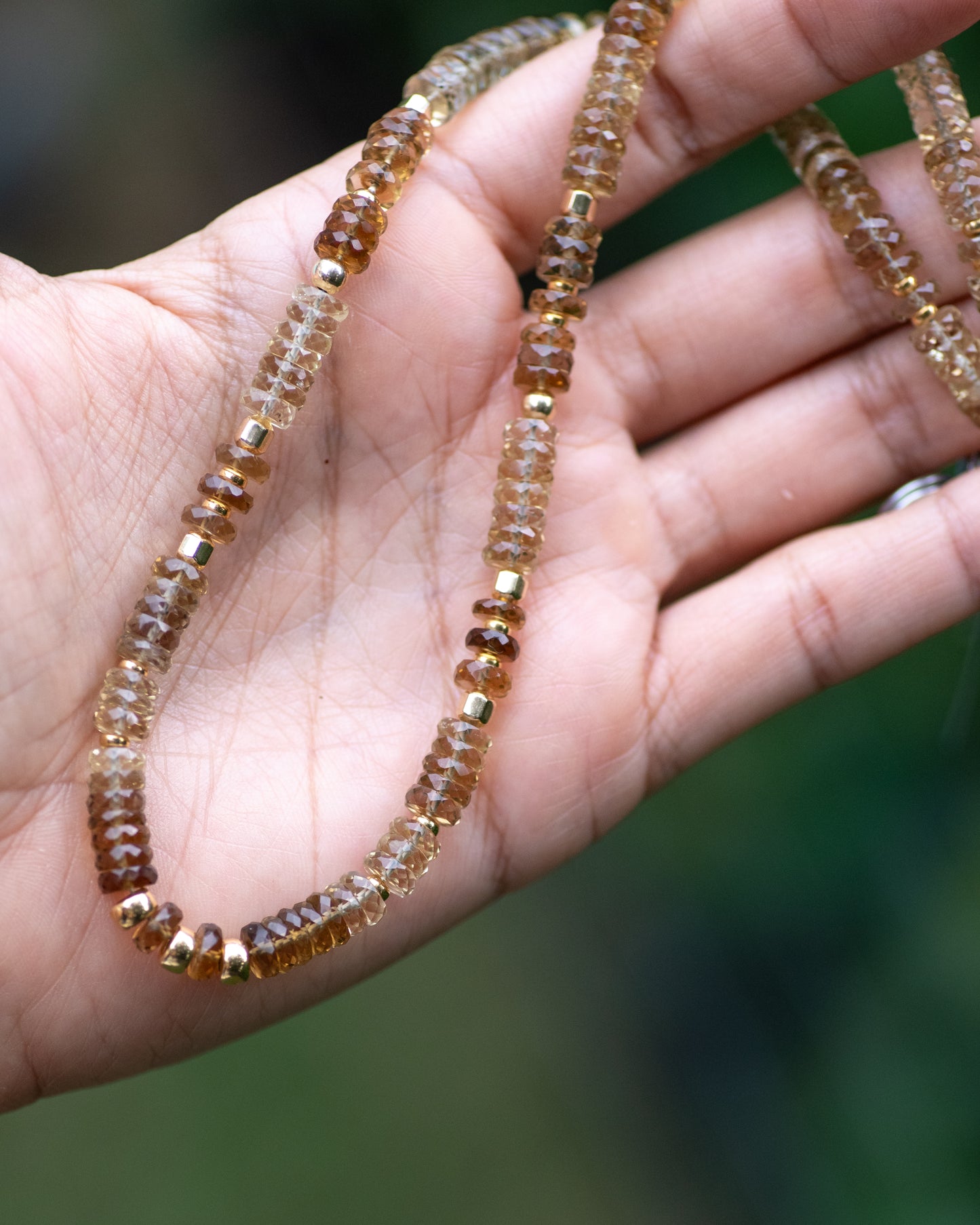 Whiskey Quartz Gemstone Beaded Necklace